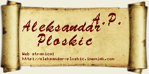 Aleksandar Ploskić vizit kartica